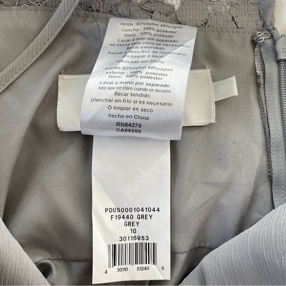 NWT DAVID'S BRIDAL Grey Skinny Strap Chiffon Dress with Lace Back Size 10 - Picture 7 of 11